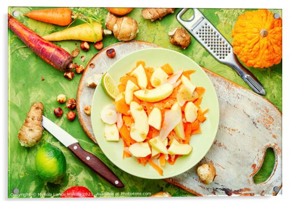 Vitamin salad with vegetables and fruits Acrylic by Mykola Lunov Mykola