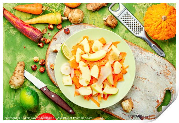 Vitamin salad with vegetables and fruits Print by Mykola Lunov Mykola