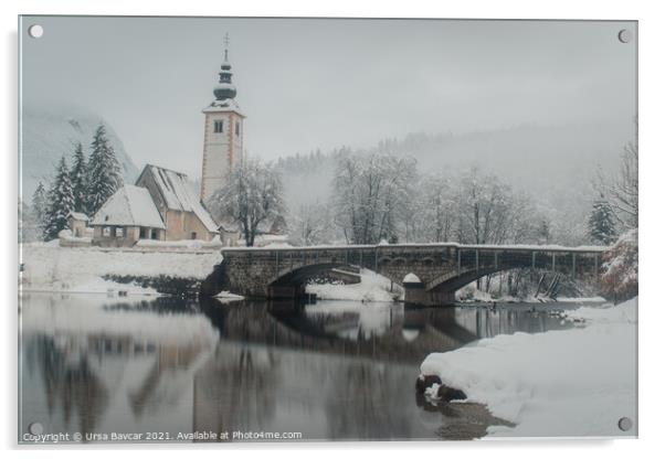 Winter time in Bohinj Acrylic by Ursa Bavcar