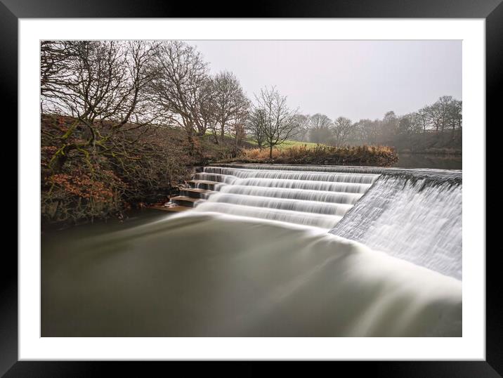 River Irwell Weir at Burrs Country Park Bury Lancashire Framed Mounted Print by Jonathan Thirkell