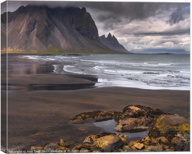 Stokksnes Mountain View in Iceland Canvas Print by Pere Sanz