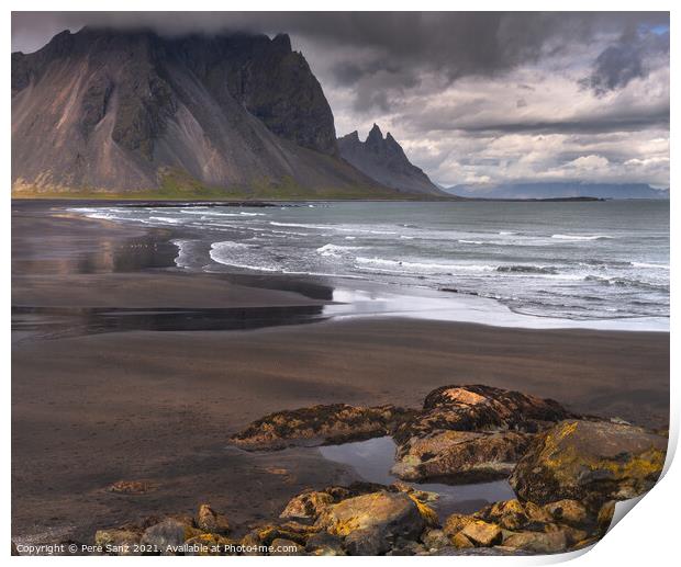 Stokksnes Mountain View in Iceland Print by Pere Sanz