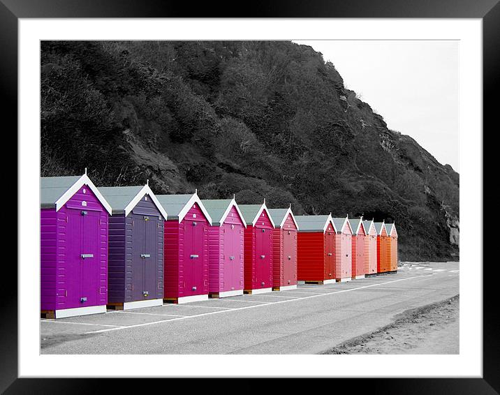 Colourful Beach Huts Framed Mounted Print by kelly Draper