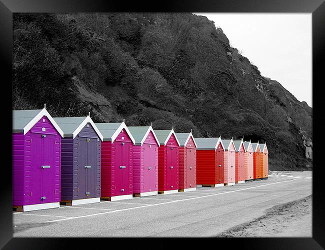 Colourful Beach Huts Framed Print by kelly Draper