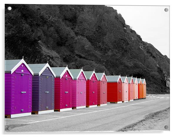 Colourful Beach Huts Acrylic by kelly Draper
