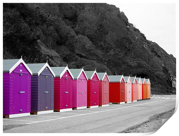 Colourful Beach Huts Print by kelly Draper