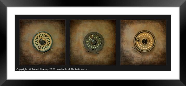 Fishing Reel Triptych Framed Mounted Print by Robert Murray