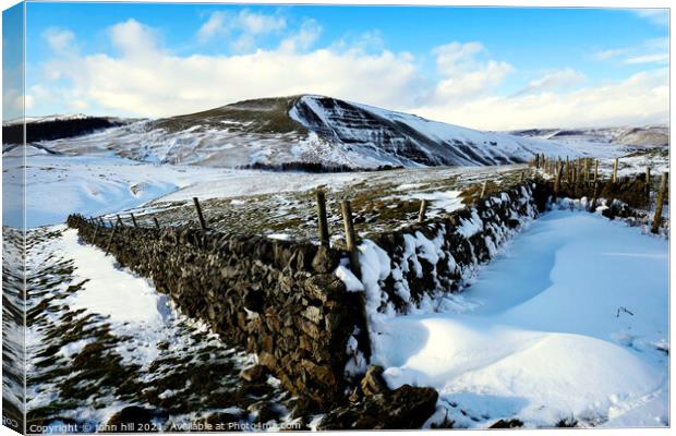 Mam Tor peak in February at Derbyshire, UK. Canvas Print by john hill