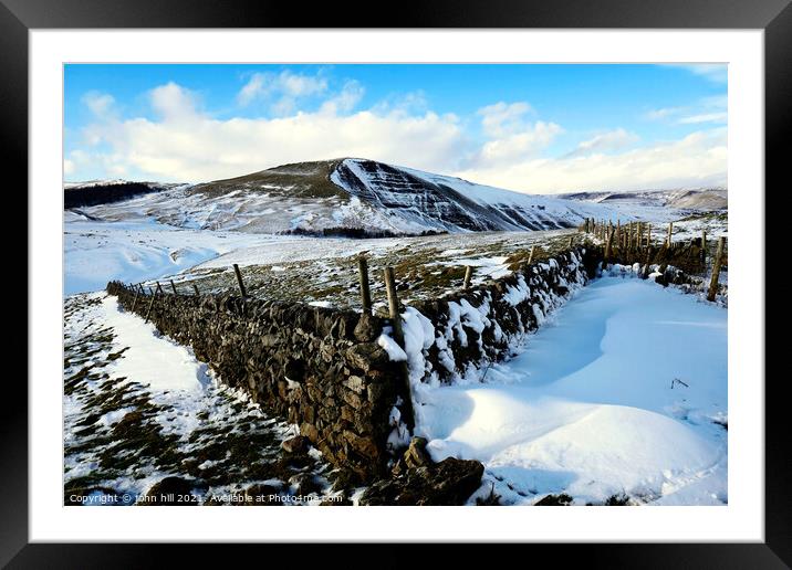 Mam Tor peak in February at Derbyshire, UK. Framed Mounted Print by john hill