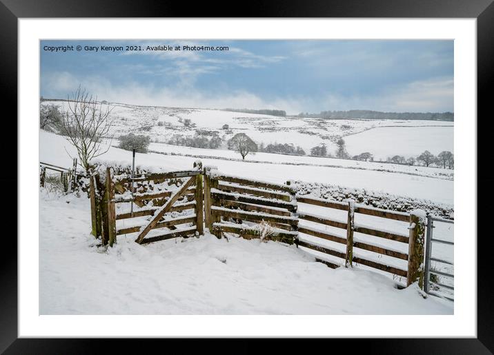 Snowy Darwen Moor Framed Mounted Print by Gary Kenyon
