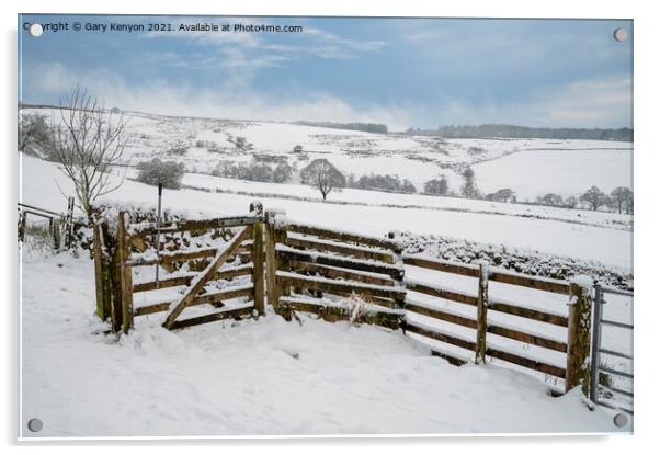 Snowy Darwen Moor Acrylic by Gary Kenyon