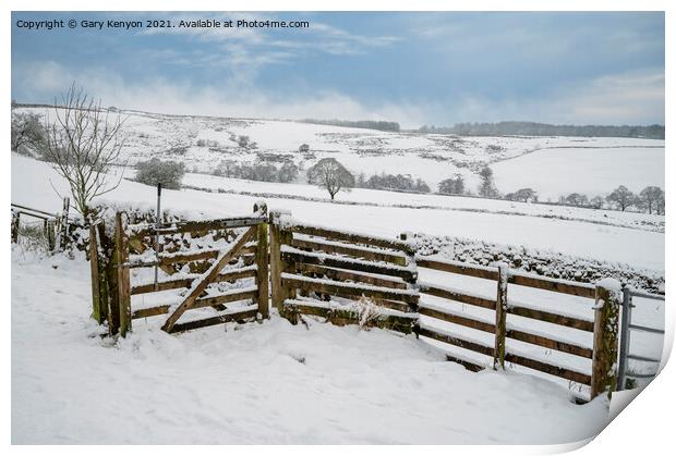 Snowy Darwen Moor Print by Gary Kenyon