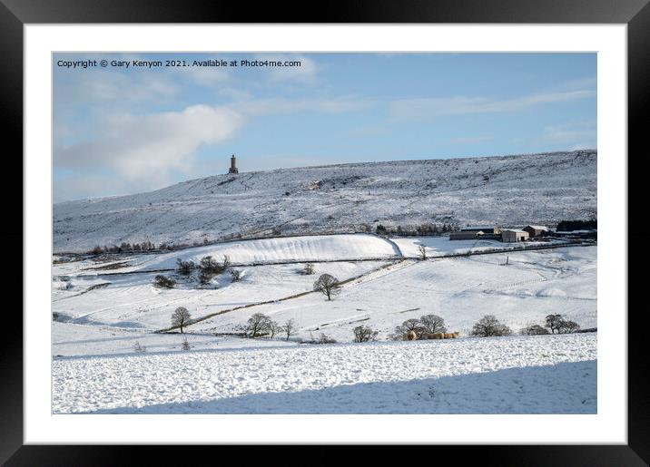 Snowy View Of Darwen Tower Framed Mounted Print by Gary Kenyon