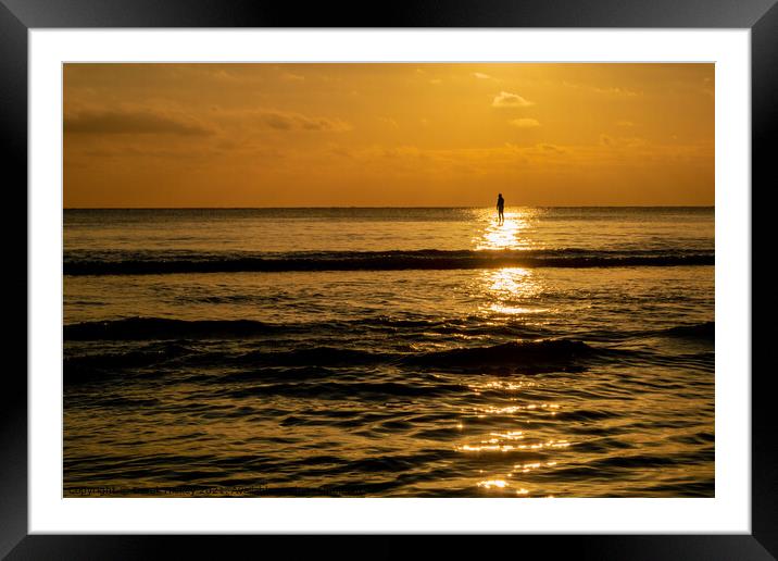 Lone Paddle Boarder Framed Mounted Print by Derek Hickey