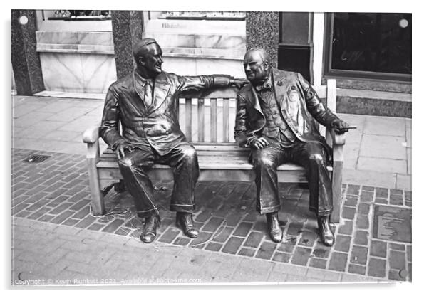 Franklin D Roosevelt and Winston Churchill Sculptures. New Bond Street London Acrylic by Kevin Plunkett