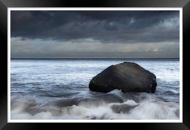 Lone rock on a beach 04 Framed Print by PHILIP CHALK