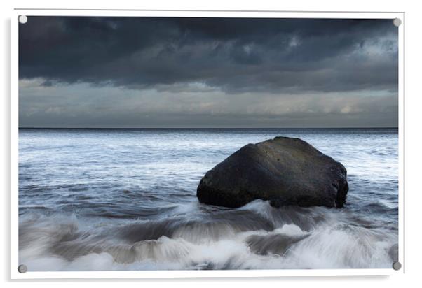 Lone rock on a beach 04 Acrylic by PHILIP CHALK