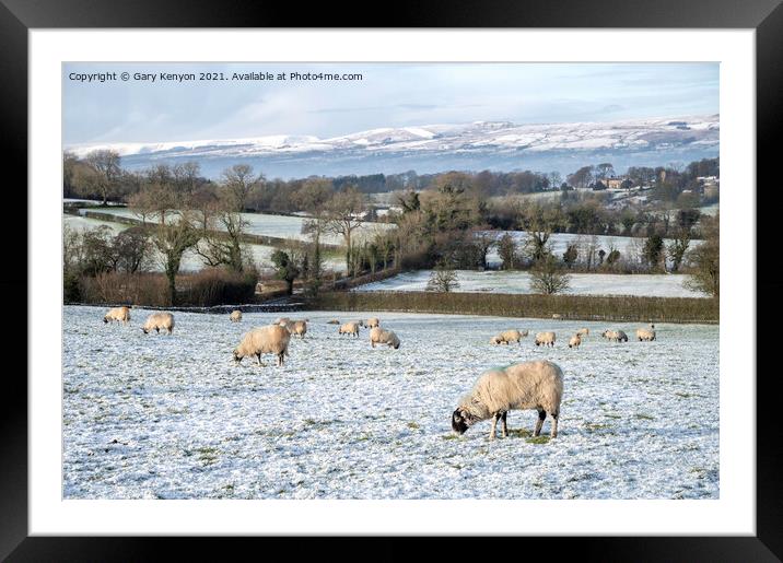 Winter Views from Downham Framed Mounted Print by Gary Kenyon