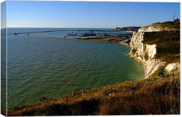 Dover Docks and the Famous White Cliffs Canvas Print by Serena Bowles