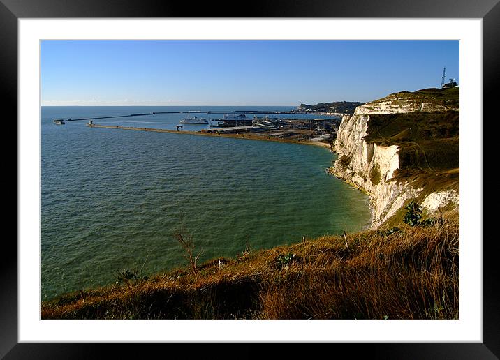 Dover Docks and the Famous White Cliffs Framed Mounted Print by Serena Bowles