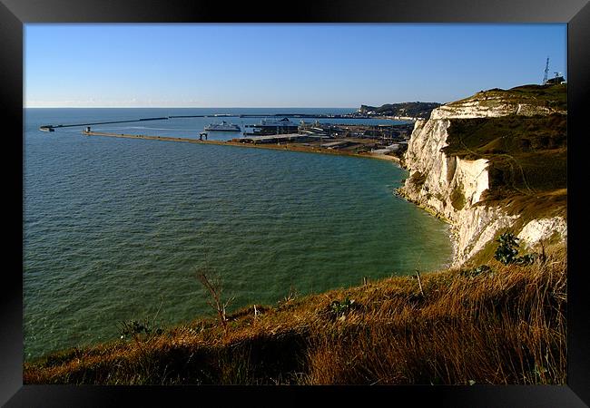 Dover Docks and the Famous White Cliffs Framed Print by Serena Bowles