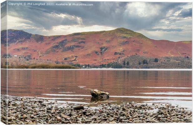 Derwentwater Lake and Catbells mountain range  Canvas Print by Phil Longfoot