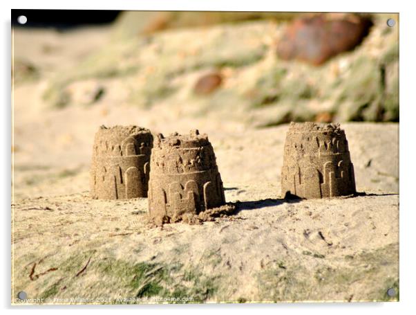 Sandcastles on Whitby Beach Acrylic by Fiona Williams
