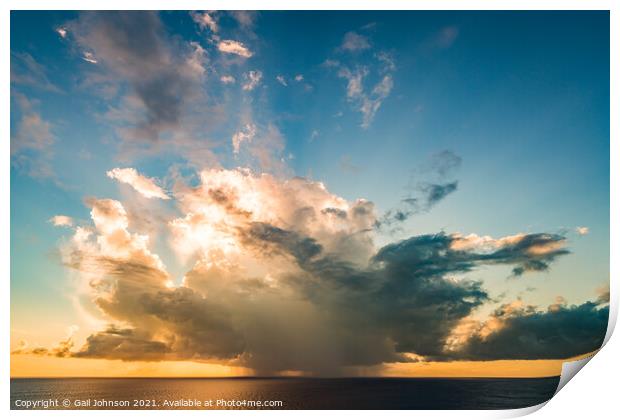 Sky cloud at sunset over the ocean  Print by Gail Johnson
