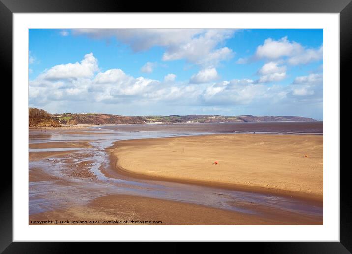 Saundersfoot Beach South Pembrokeshire coastline Framed Mounted Print by Nick Jenkins