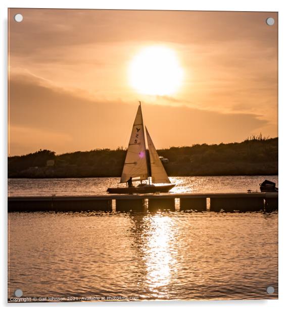 Sailboat at sunset  Acrylic by Gail Johnson