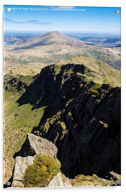 View from Y Lliwedd Snowdonia Acrylic by Pearl Bucknall
