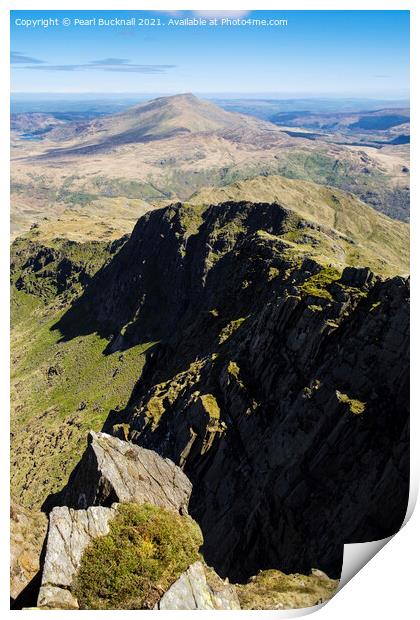 View from Y Lliwedd Snowdonia Print by Pearl Bucknall