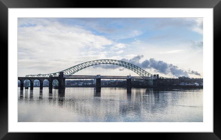 Runcorn Bridges spanning the Mersey Estuary Framed Mounted Print by Jason Wells