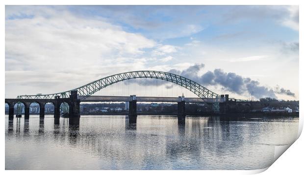 Runcorn Bridges spanning the Mersey Estuary Print by Jason Wells