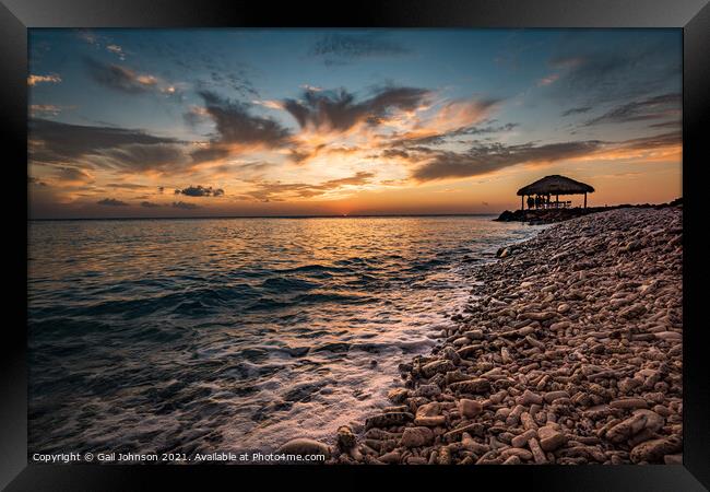   Sunset Views around the Caribbean isalnd of Curacao  Framed Print by Gail Johnson