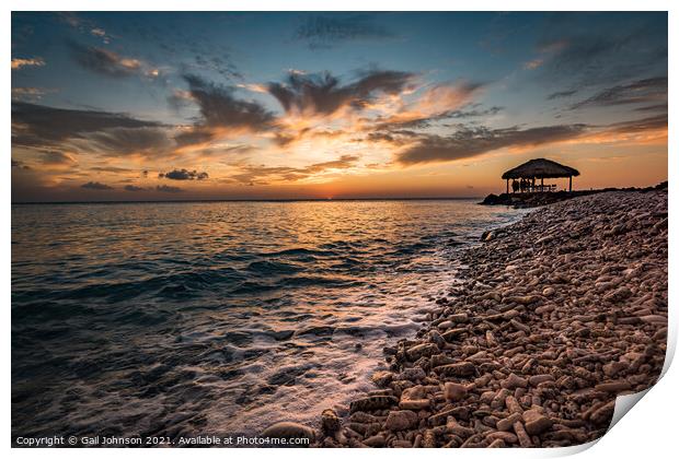   Sunset Views around the Caribbean isalnd of Curacao  Print by Gail Johnson