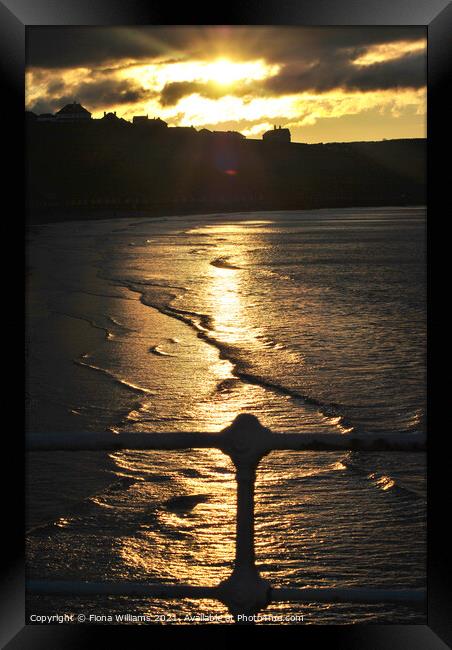 Sunset on Whitby Beach Framed Print by Fiona Williams