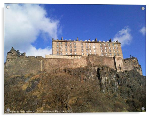 Edinburgh Castle on the hill Acrylic by Fiona Williams