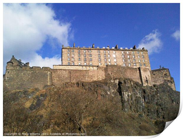 Edinburgh Castle on the hill Print by Fiona Williams