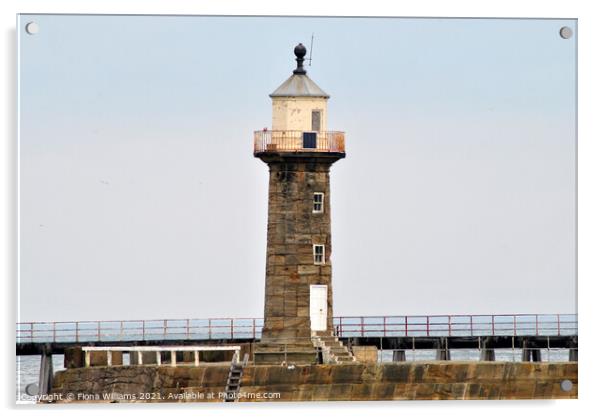 Whitby Lighthouse and pier Acrylic by Fiona Williams