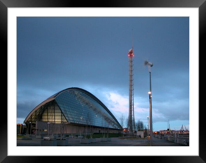 Science centre and tower Glasgow at sunrise Framed Mounted Print by Fiona Williams