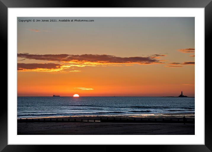 Sunrise over a tranquil North Sea (2) Framed Mounted Print by Jim Jones