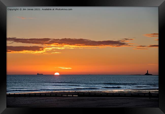 Sunrise over a tranquil North Sea (2) Framed Print by Jim Jones