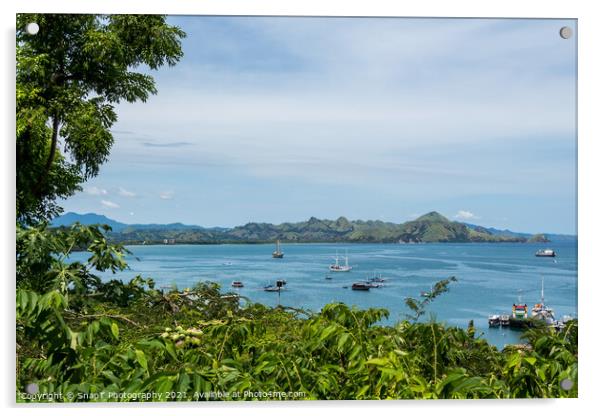 A view over Labuan Bajo harbour and Palua Karawo in early morning, Indonesia Acrylic by SnapT Photography