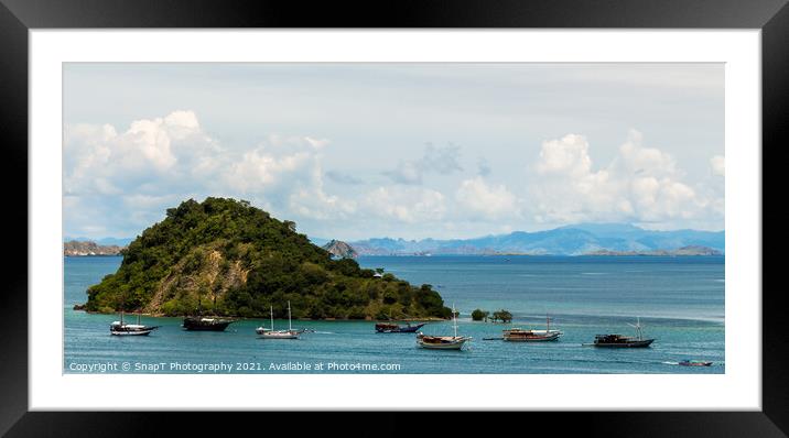 Palua Pungua Besar island and boats near Labuan Bajo, Flores, Indonesia Framed Mounted Print by SnapT Photography