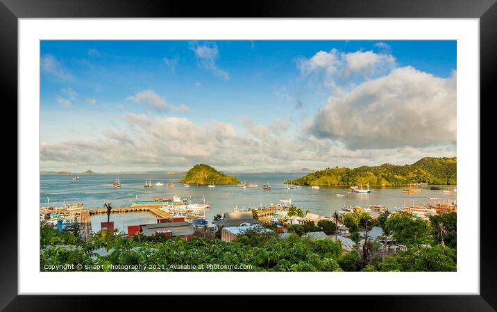 A view over the town of Labuan Bajo and harbour in the morning, Indonesia Framed Mounted Print by SnapT Photography
