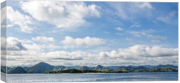 Panoramic view of the mountains and hills of the Flores coastline in Indonesia Canvas Print by SnapT Photography