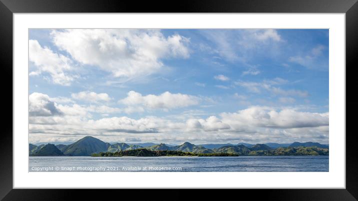 Panoramic view of the mountains and hills of the Flores coastline in Indonesia Framed Mounted Print by SnapT Photography