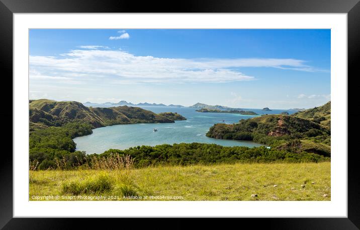 A landscape view over Komodo National Park from Rinca Island, Flores, Indonesia Framed Mounted Print by SnapT Photography