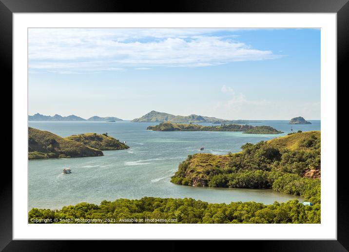 A landscape view over Komodo National Park from Rinca Island, Flores, Indonesia Framed Mounted Print by SnapT Photography